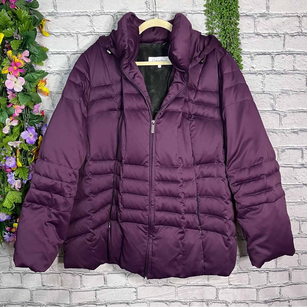 -Calvin Klein Vibrant Eggplant Purple Puffer Jacket Size 3x